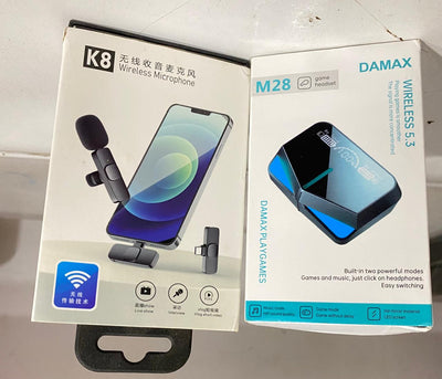 Deal pack of 2 - K8 Mic Collar Wireless Mic & M28 airbuds