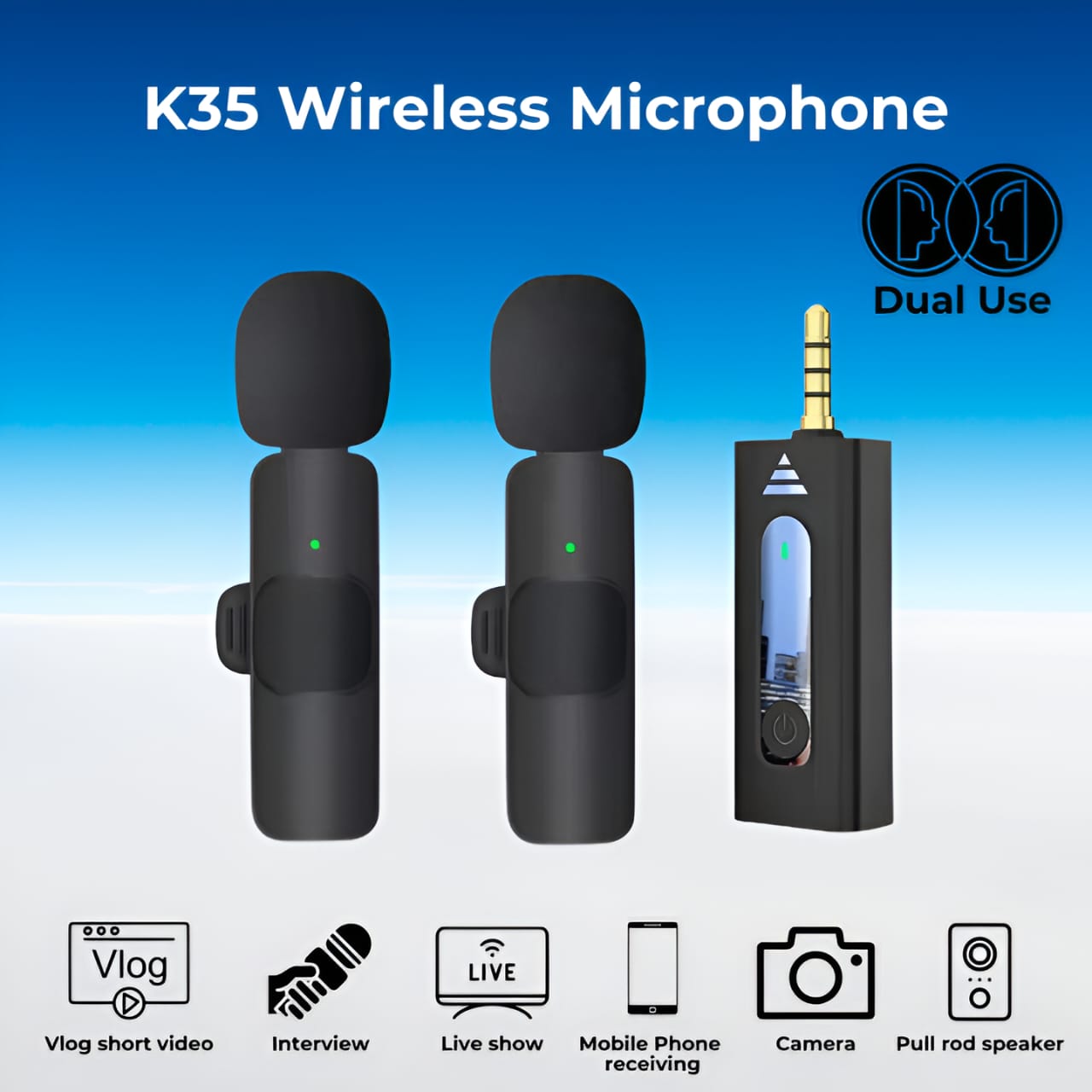 ULTIMATE K35 Professional Vlogging Collar Wireless Microphone
