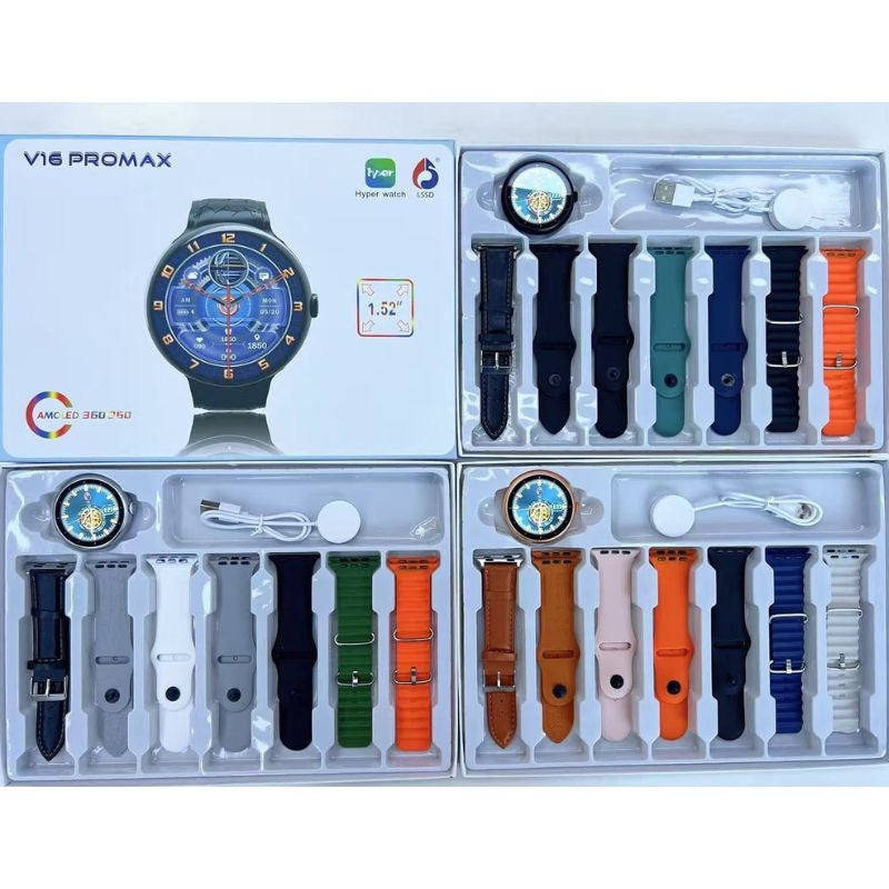 V16 Pro Max (7+1) Smart Watch – 1.38" AMOLED Display Bluetooth Calling