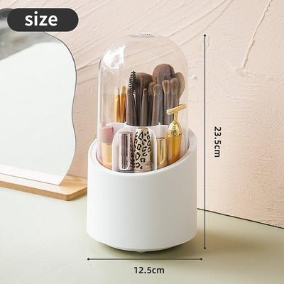 360° Rotating Makeup Brush Storage Box | Cosmetic Organizer for Brushes, Lipsticks, Eyebrow Pencils & Beauty Tools