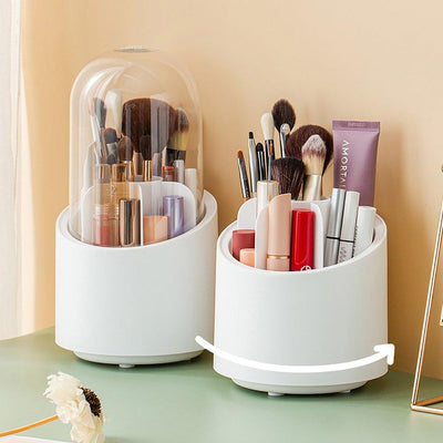 360° Rotating Makeup Brush Storage Box | Cosmetic Organizer for Brushes, Lipsticks, Eyebrow Pencils & Beauty Tools