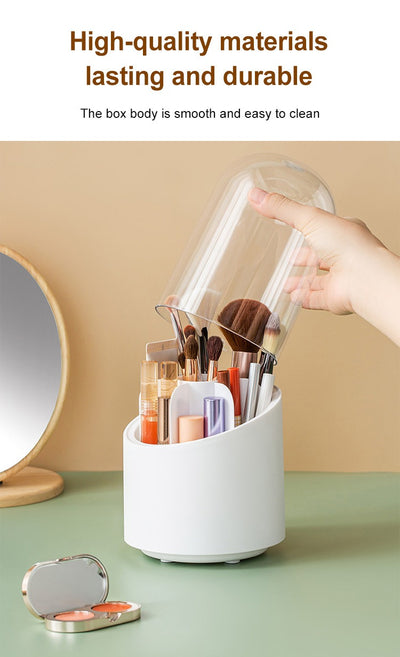 360° Rotating Makeup Brush Storage Box | Cosmetic Organizer for Brushes, Lipsticks, Eyebrow Pencils & Beauty Tools