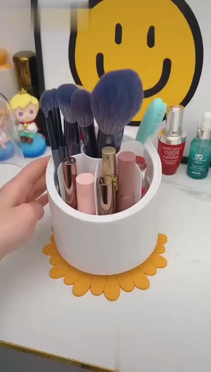 360° Rotating Makeup Brush Storage Box | Cosmetic Organizer for Brushes, Lipsticks, Eyebrow Pencils & Beauty Tools